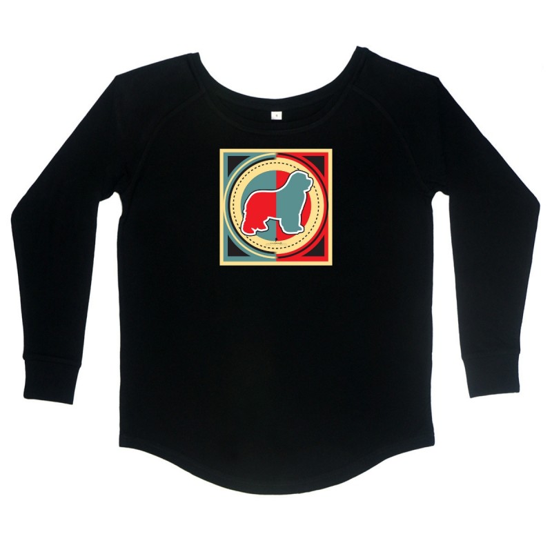 T-Shirt manica lunga da donna, girocollo profondo, con grafica cane Terranova - Newfy Industrial T-Shirt manica lunga da donna, girocollo profondo, con grafica cane Terranova - Newfy Industrial