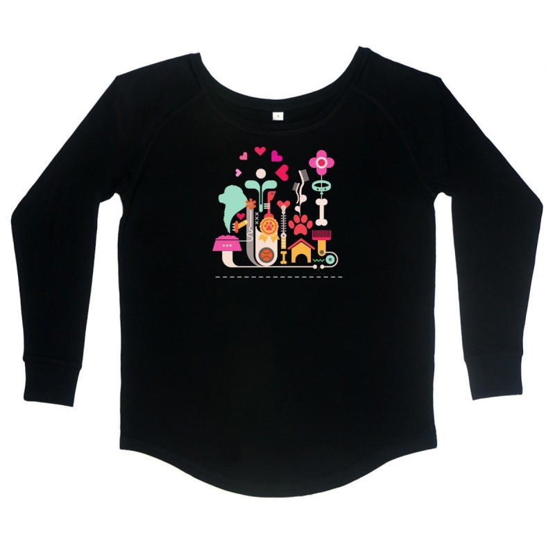 T-Shirt manica lunga da donna, girocollo profondo, con grafica cane Terranova - Newfy Passion 1 T-Shirt manica lunga da donna, girocollo profondo, con grafica cane Terranova - Newfy Passion 1