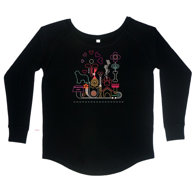 T-Shirt manica lunga da donna, girocollo profondo, con grafica cane Terranova - Newfy Passion 2 T-Shirt manica lunga da donna, girocollo profondo, con grafica cane Terranova - Newfy Passion 2