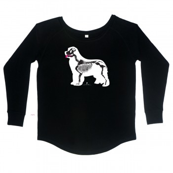 T-Shirt manica lunga da donna, girocollo profondo, con grafica cane Terranova - Newfy X Ray